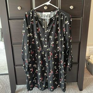 LOFT. Floral Side Tie Button Dress.